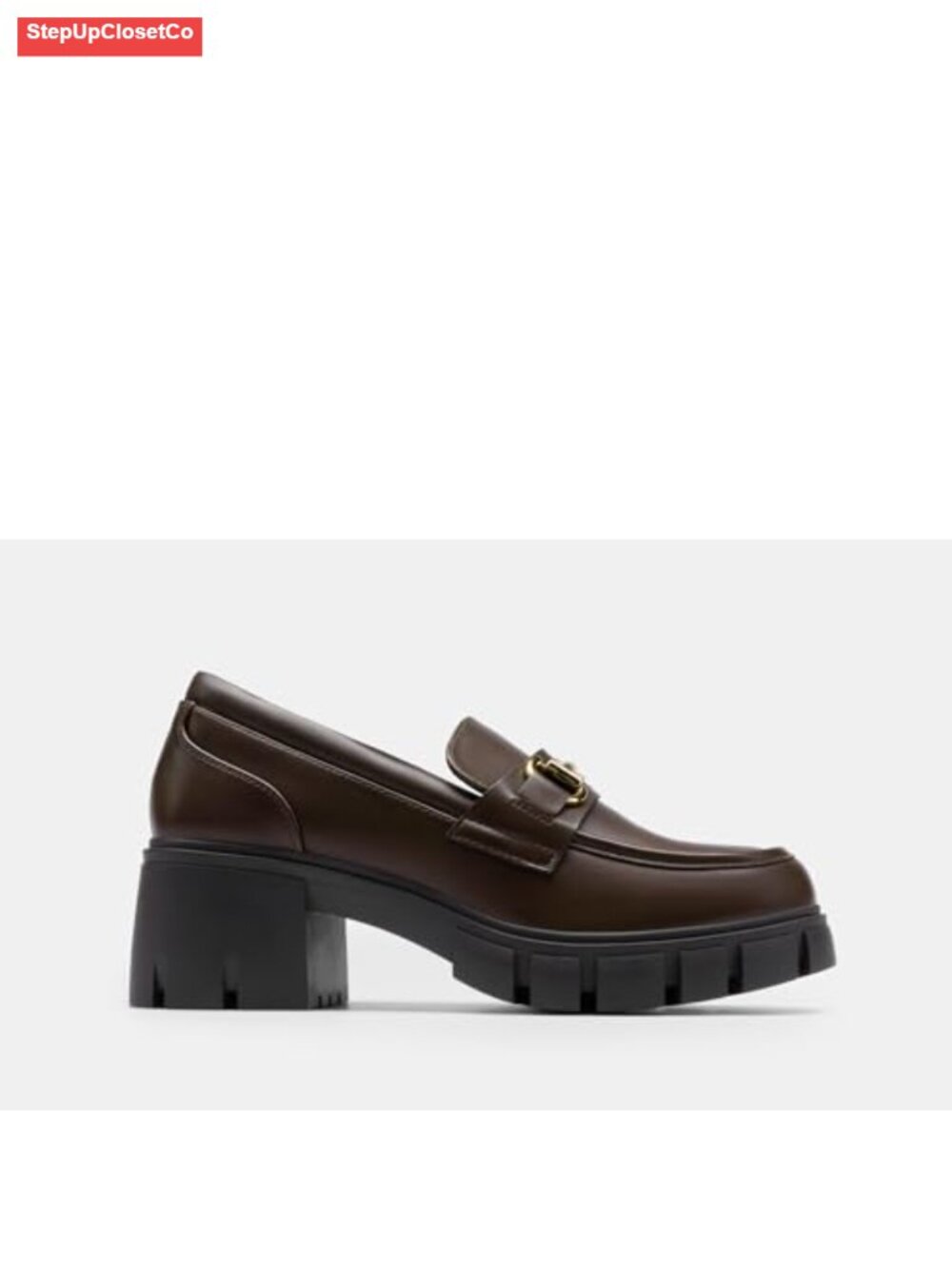 Platform Chunky Loafers Faux Leather Slip-On Casual Work Shoes - Picture 5 of 6
